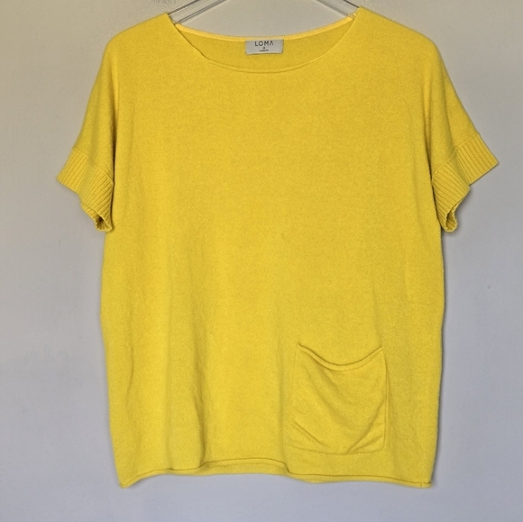Loma London Short Sleeve Pull-Over Cashmere Pocket Sweater - Picture 1 of 8